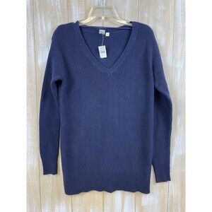 Gap Ribbed V Neck Cotton Uniform Sweater Women’s Size Small Navy Blue NWT